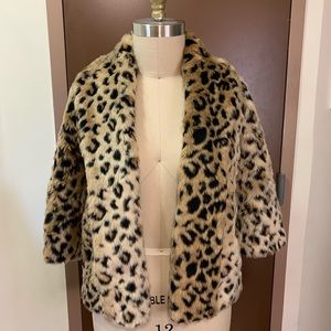 Billabong faux leopard fur cropped jacket.